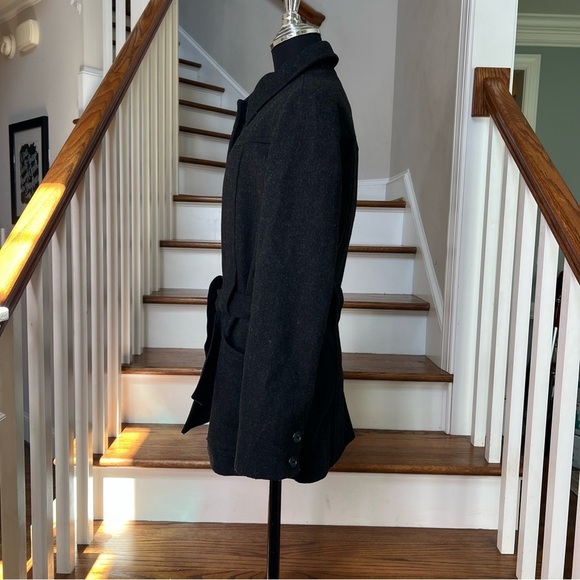 J. Crew Gray Wool Belted Pea Coat FLAWED - Picture 4 of 8